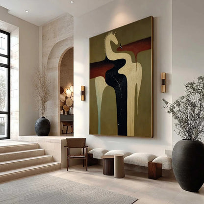 THE VOYAGER'S STEED: Textured Abstract Unicorn Painting for Modern Decor | Abstract mood, soft natural light studio shot