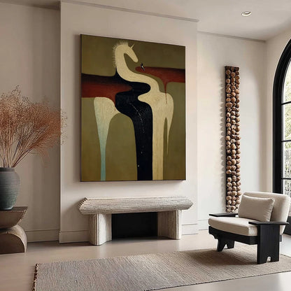 THE VOYAGER'S STEED: Textured Abstract Unicorn Painting for Modern Decor | multi-color palette, original oil on stretched canvas art