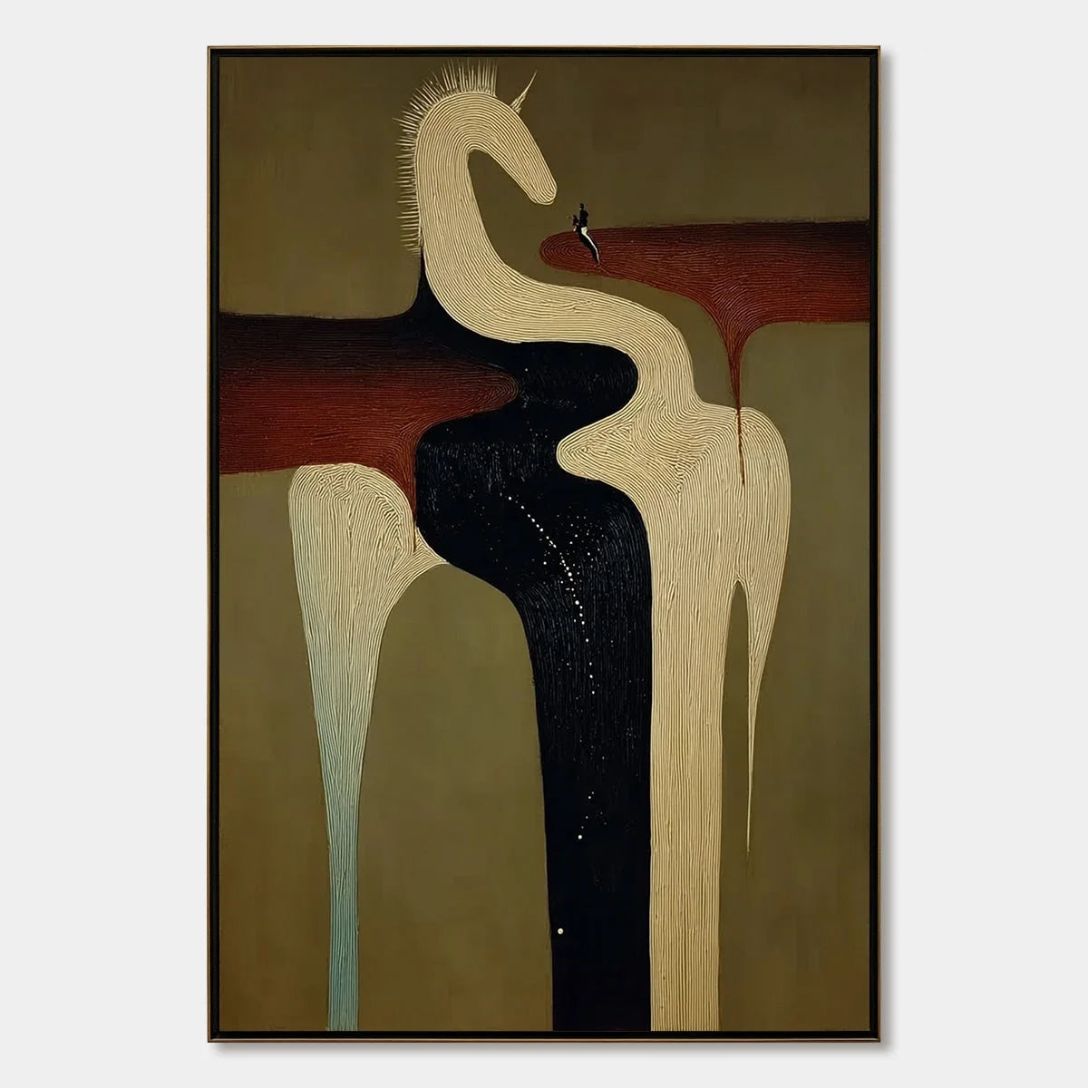 THE VOYAGER'S STEED: Textured Abstract Unicorn Painting for Modern Decor | hanging in living room, Abstract wall art