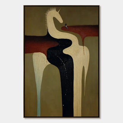 THE VOYAGER'S STEED: Textured Abstract Unicorn Painting for Modern Decor | hanging in living room, Abstract wall art