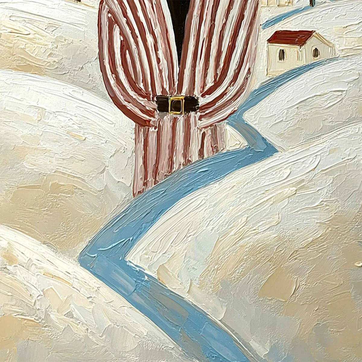THE WANDERER'S PATH: Textured Figurative Landscape Painting | rolled canvas, ready for custom framing