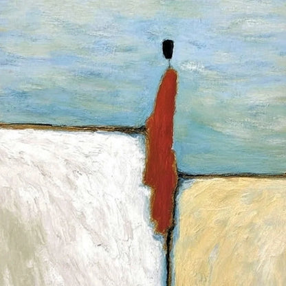 THE WATCHER: Minimalist Figurative Abstract Textured Painting | rectangular format, hand-painted canvas edge