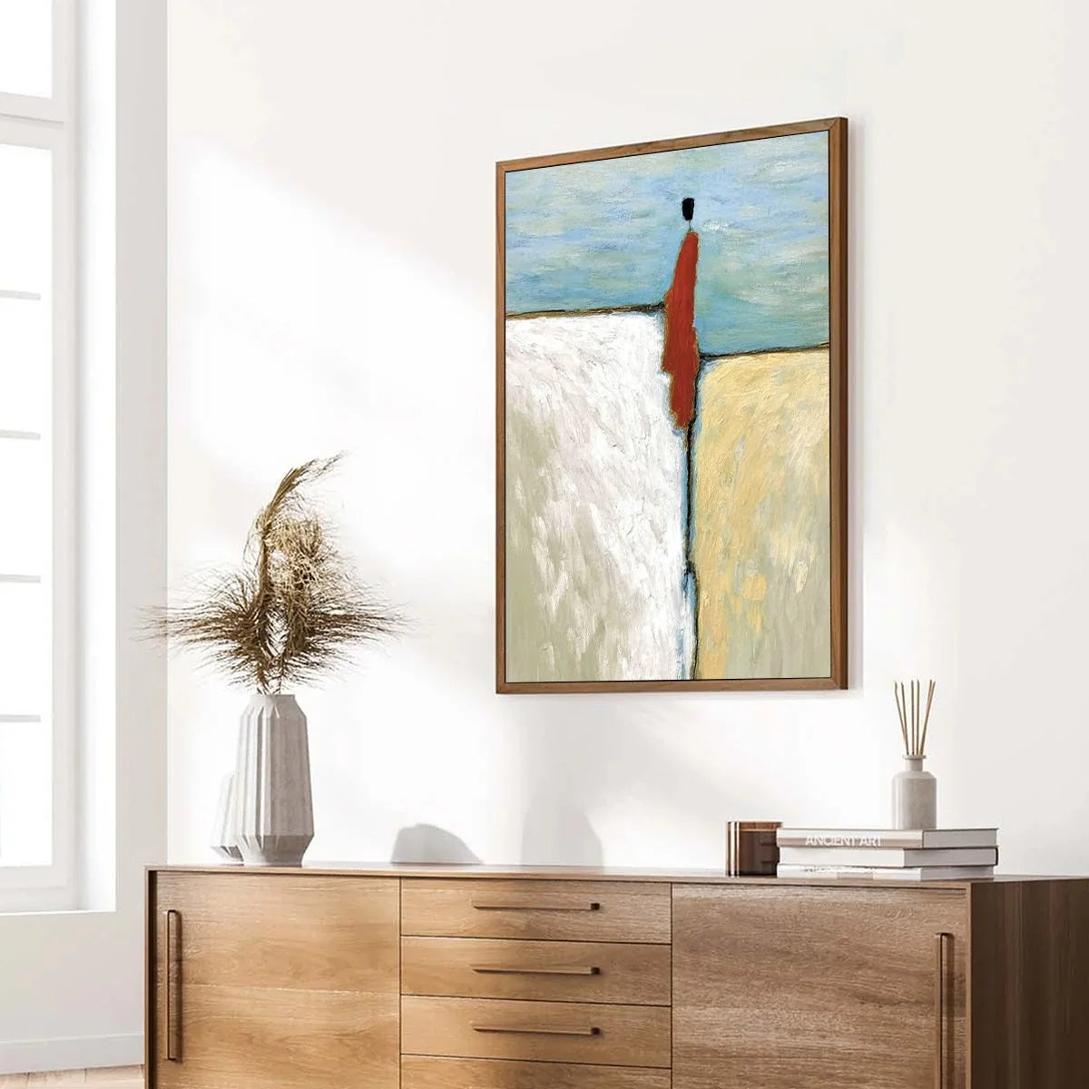 THE WATCHER: Minimalist Figurative Abstract Textured Painting | multi-color palette, original oil on stretched canvas art
