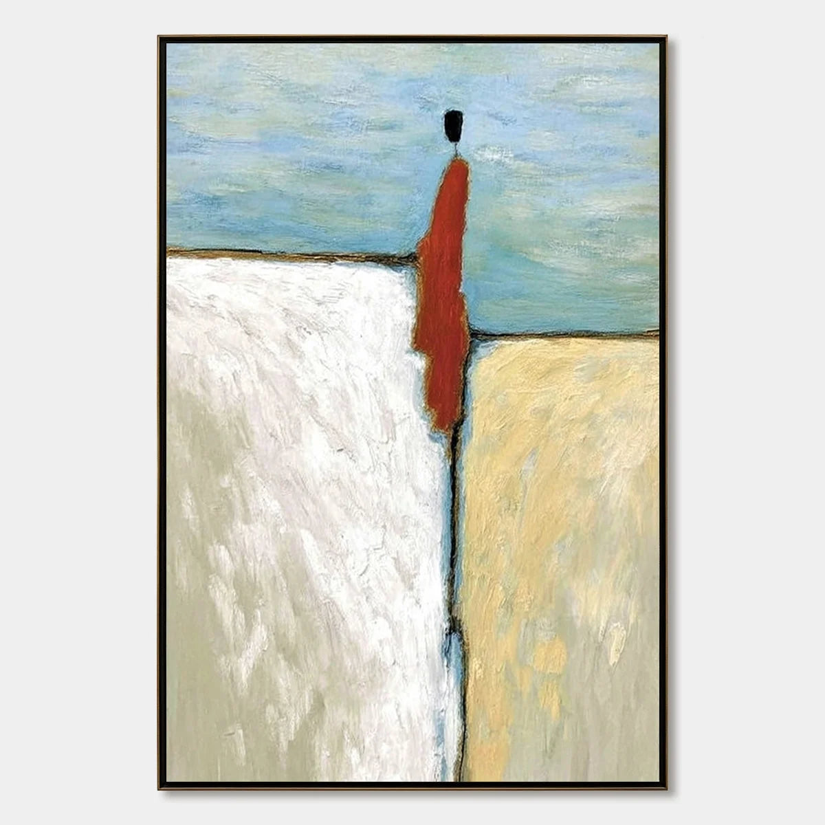 THE WATCHER: Minimalist Figurative Abstract Textured Painting | hanging in living room, Minimalist wall art