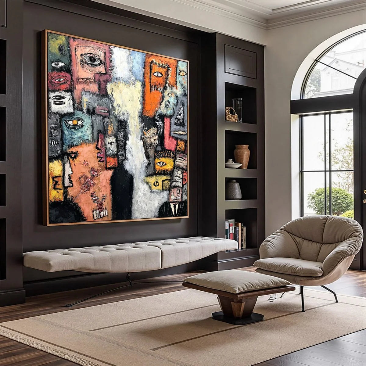 THE WATCHERS: Large Square Abstract Figurative Wall Art | Figurative mood, soft natural light studio shot