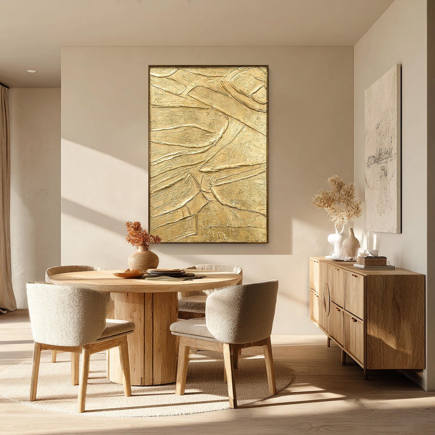 Thick Textured Gold Painting, Contemporary Abstract Wall Art, Elegant Metallic C #2