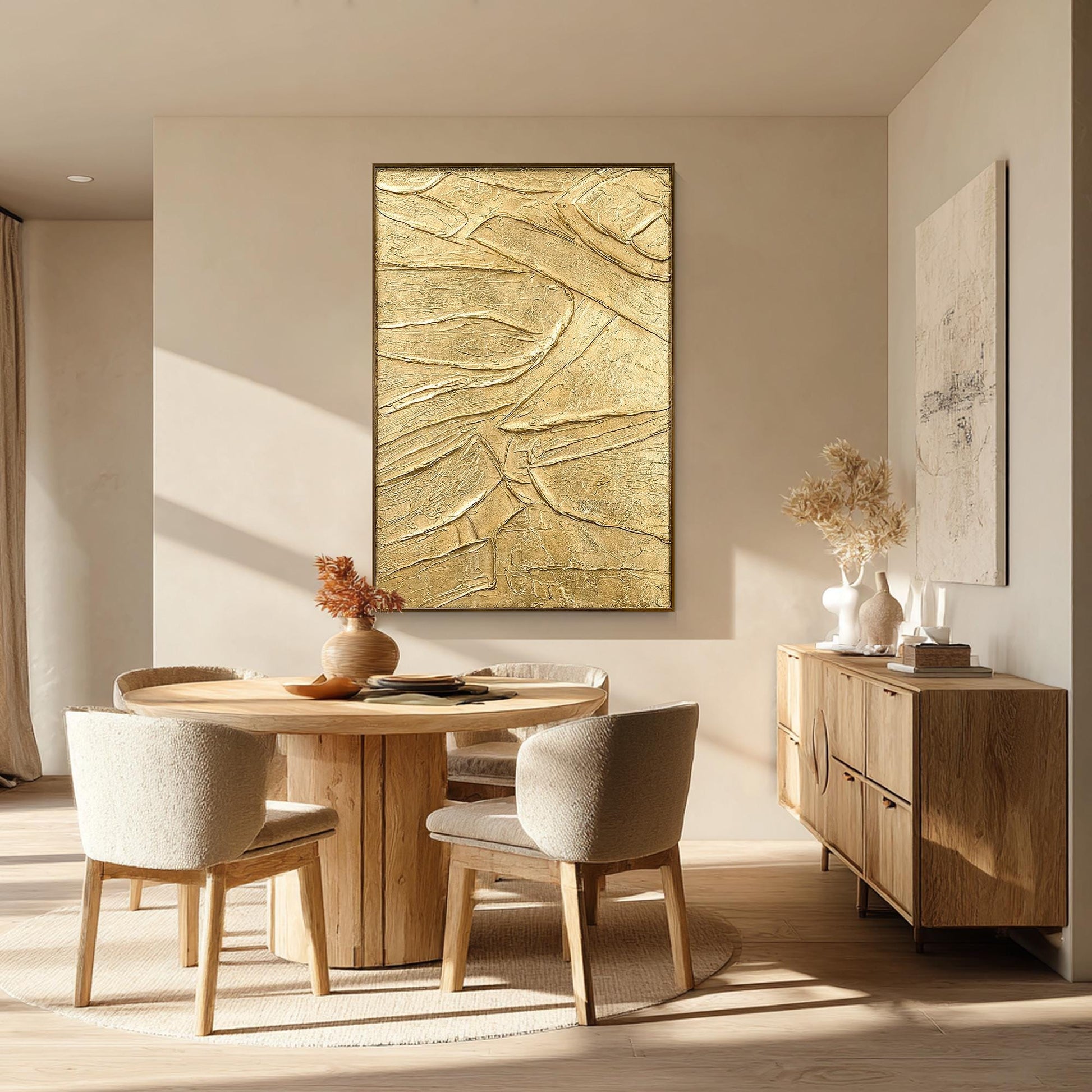 Thick Textured Gold Painting, Contemporary Abstract Wall Art, Elegant Metallic C #2