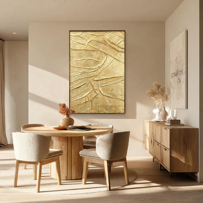 Thick Textured Gold Painting, Contemporary Abstract Wall Art, Elegant Metallic C #2