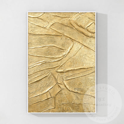 Thick Textured Gold Painting, Contemporary Abstract Wall Art, Elegant Metallic C #13