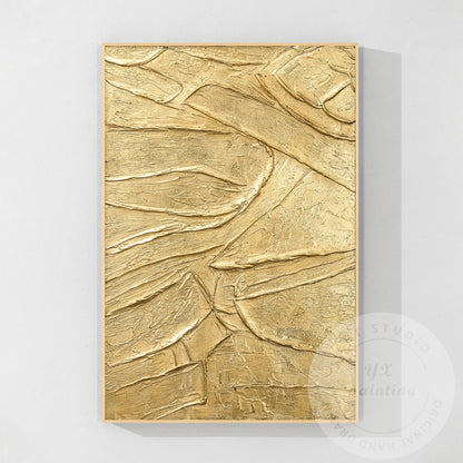 Thick Textured Gold Painting, Contemporary Abstract Wall Art, Elegant Metallic C #16
