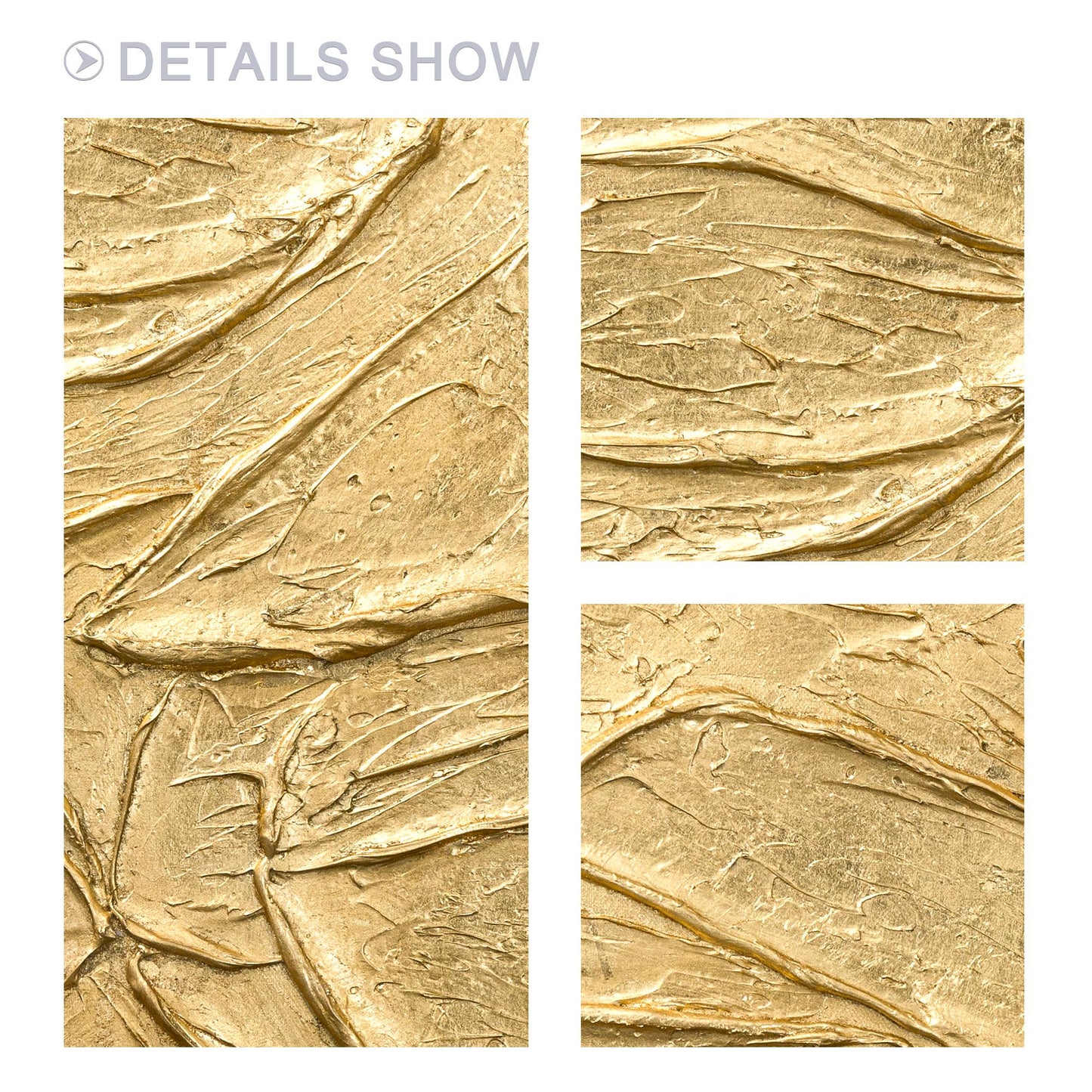 Thick Textured Gold Painting, Contemporary Abstract Wall Art, Elegant Metallic C #6