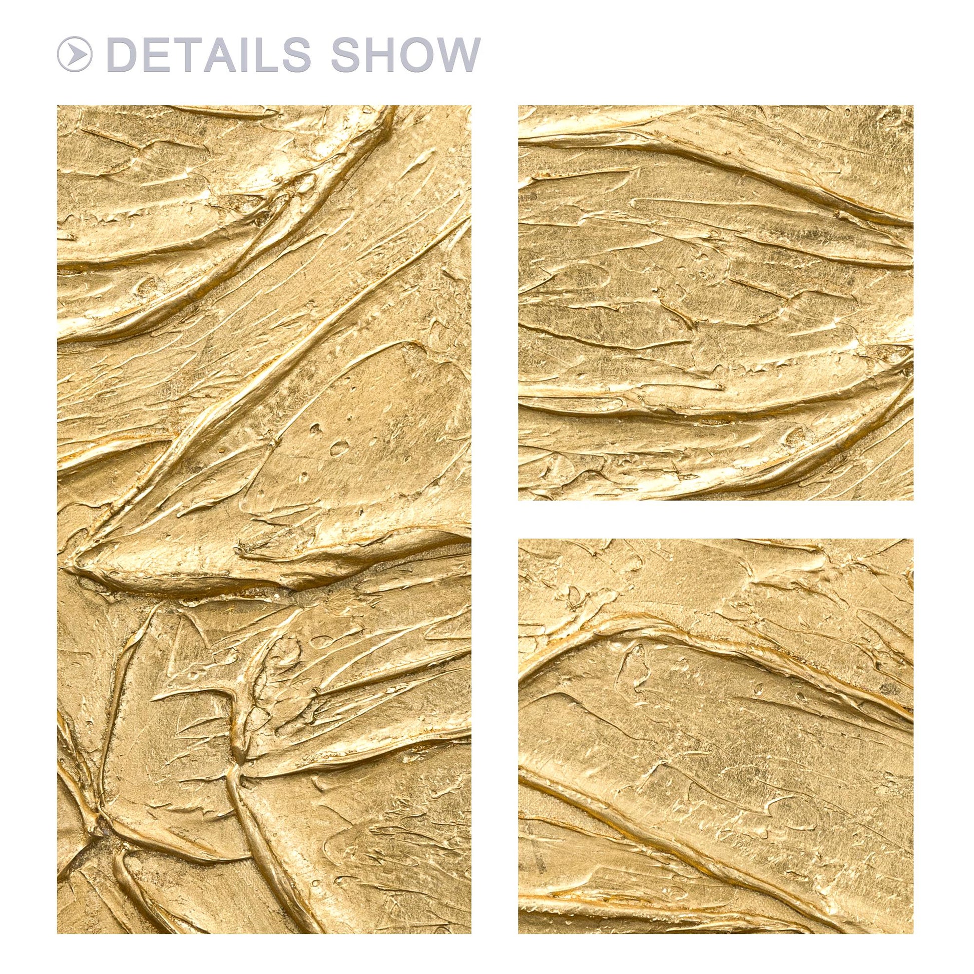 Thick Textured Gold Painting, Contemporary Abstract Wall Art, Elegant Metallic C #6