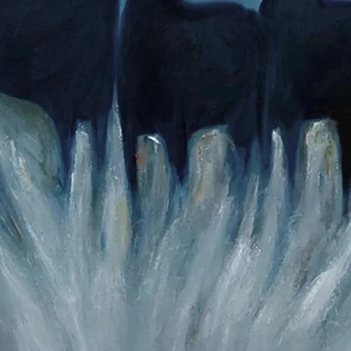 THREE HORSES AT NIGHT: Minimalist Horse Painting, Vertical Wall Art | rolled canvas, ready for custom framing