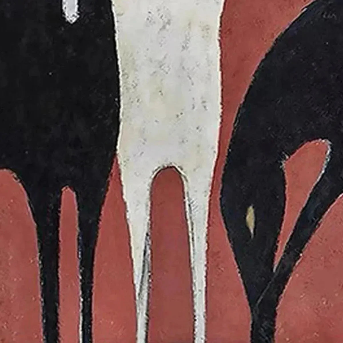 THREE HORSES ON RED: Minimalist Horse Painting, Vertical Wall Art | rectangular format, hand-painted canvas edge