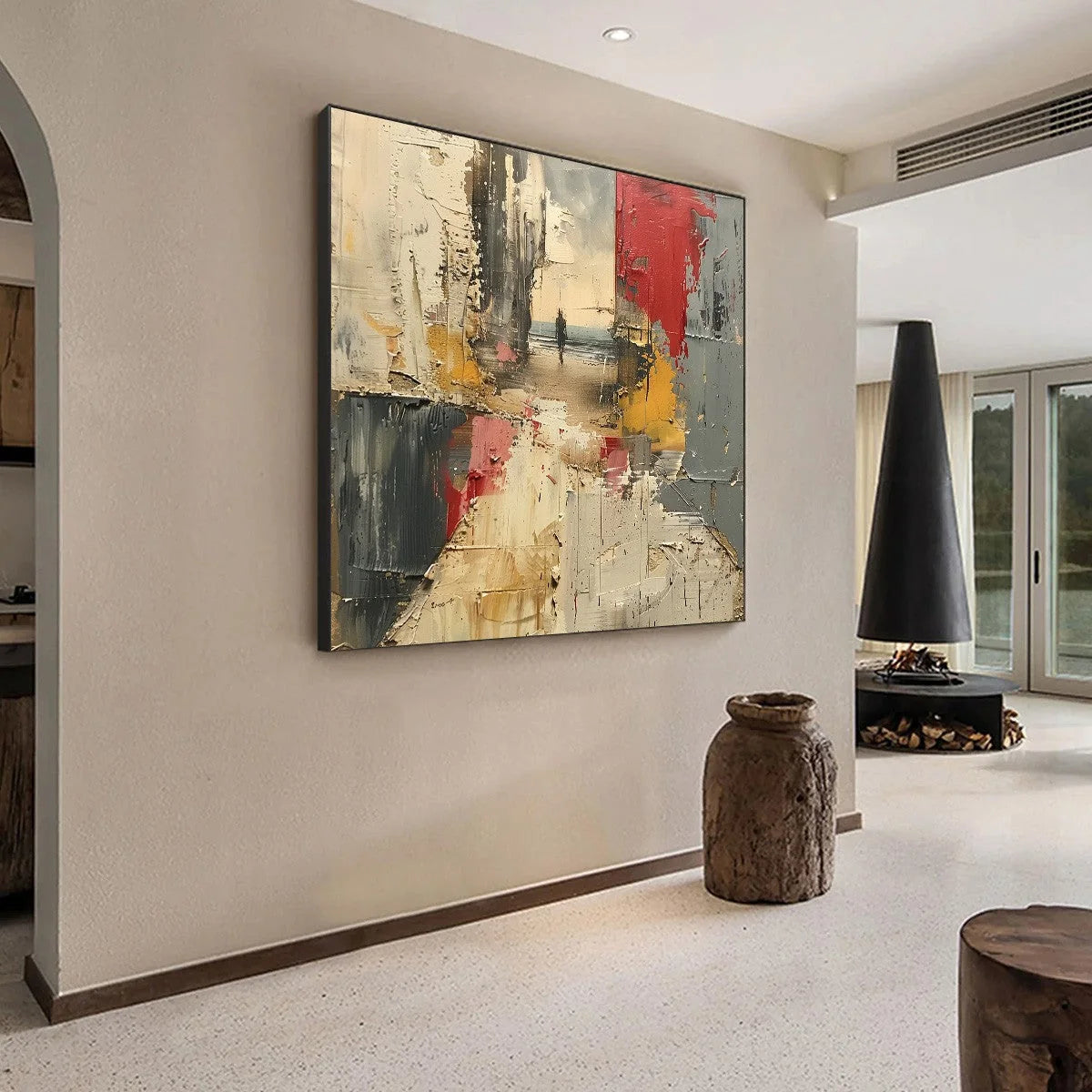 THRESHOLD: Textured Impasto Abstract Seaside Oil Painting | rolled canvas, ready for custom framing