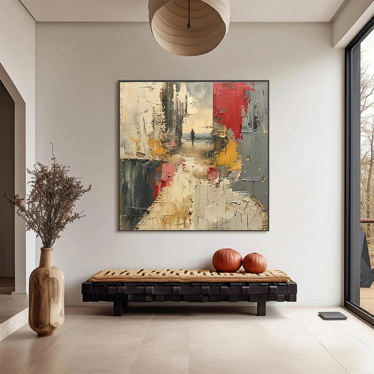THRESHOLD: Textured Impasto Abstract Seaside Oil Painting | Abstract mood, soft natural light studio shot