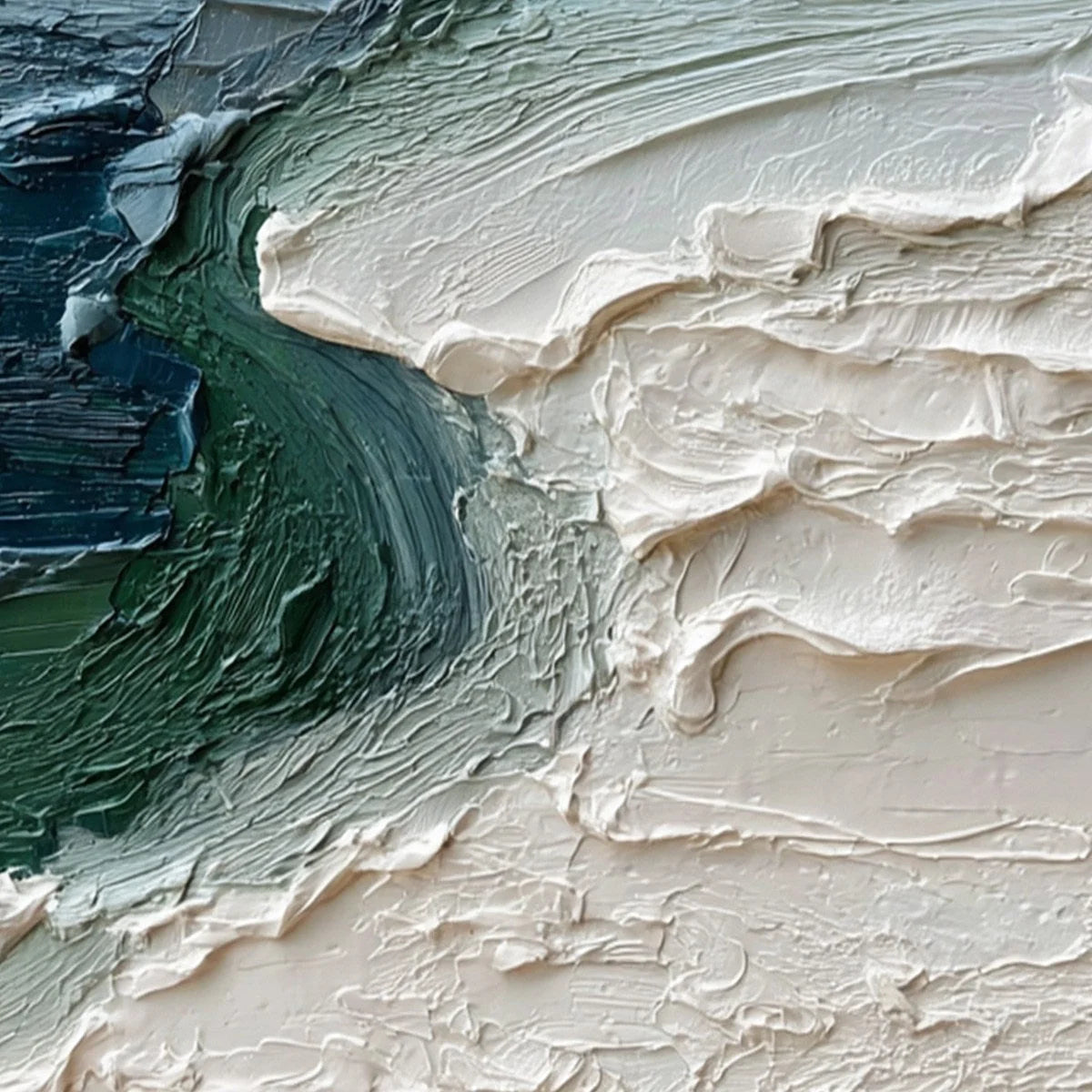 TIDAL CONVERGENCE: Textured Wabi Sabi Abstract Seascape Painting | rectangular format, hand-painted canvas edge