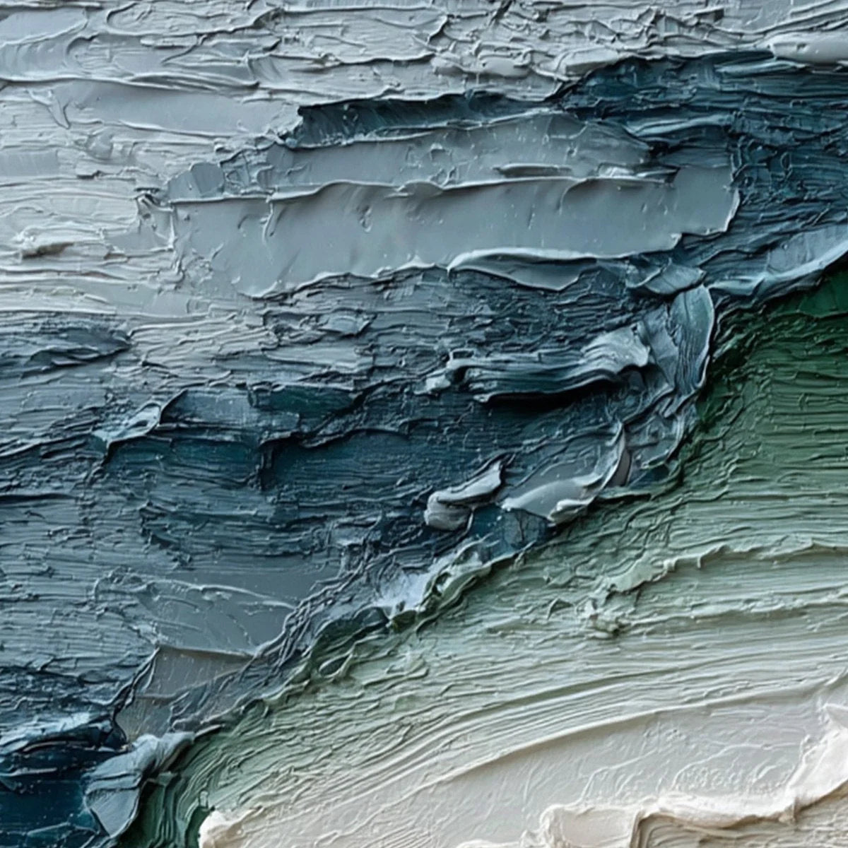 TIDAL CONVERGENCE: Textured Wabi Sabi Abstract Seascape Painting | rolled canvas, ready for custom framing