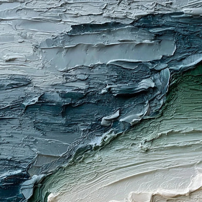 TIDAL CONVERGENCE: Textured Wabi Sabi Abstract Seascape Painting | rolled canvas, ready for custom framing