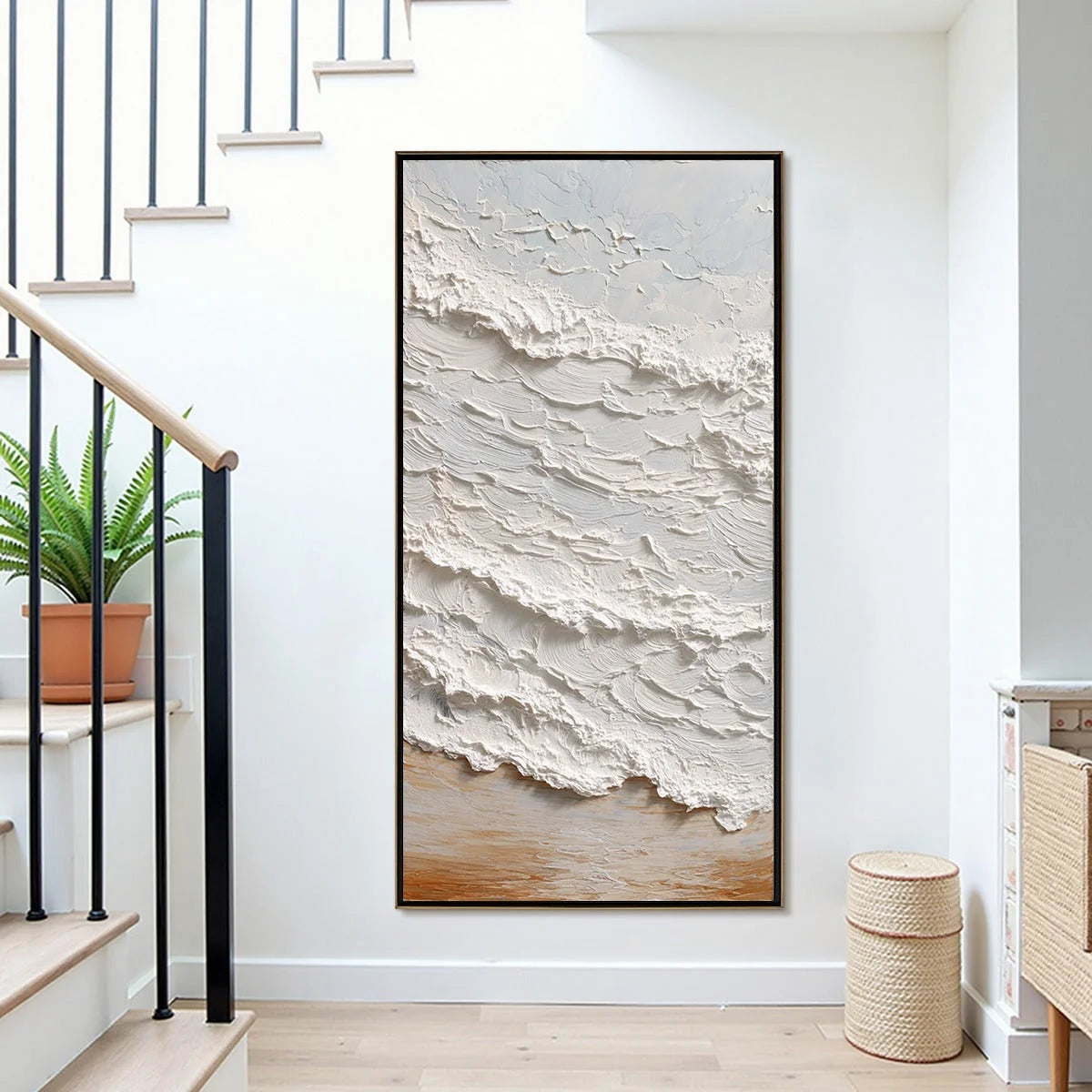 TIDAL CREST: Heavy Texture Impasto Ocean Wave Painting | Abstract closeup, raised brushwork detail