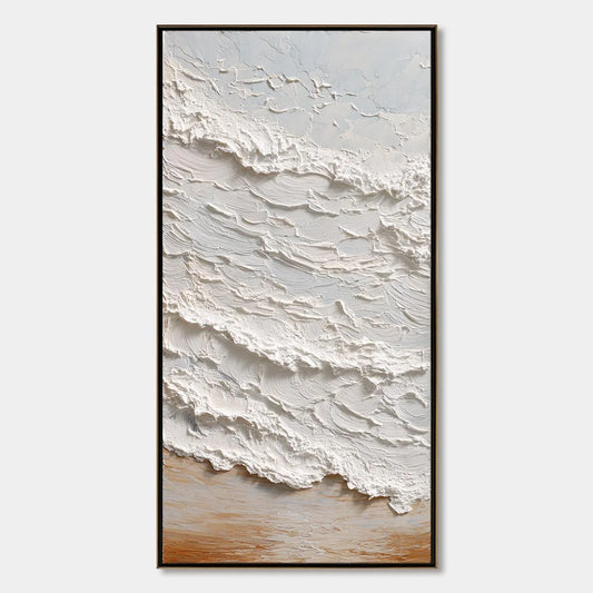 TIDAL CREST: Heavy Texture Impasto Ocean Wave Painting | hanging in living room, Abstract wall art