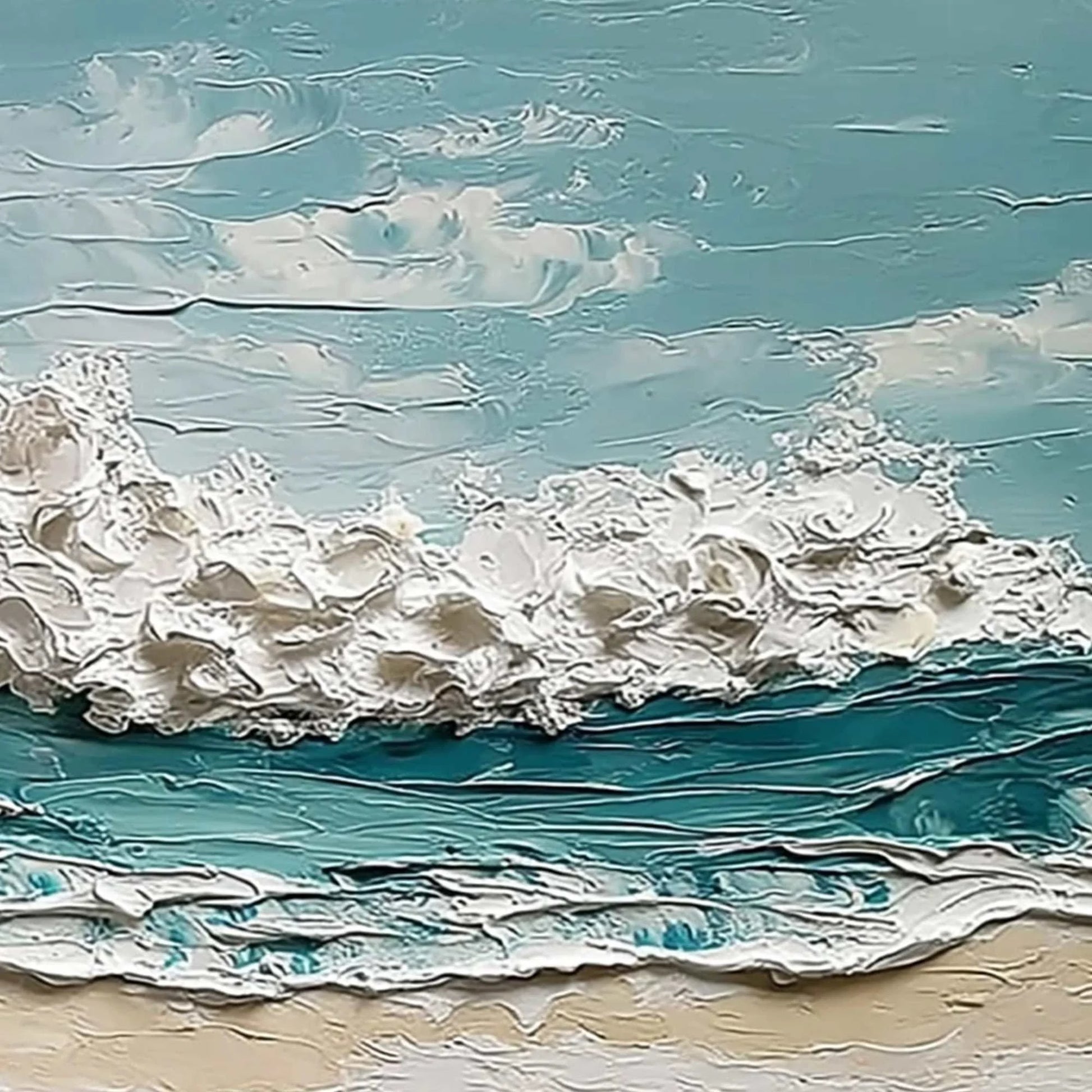 TIDAL CREST: Textured Impasto Ocean Wave Painting | rolled canvas, ready for custom framing