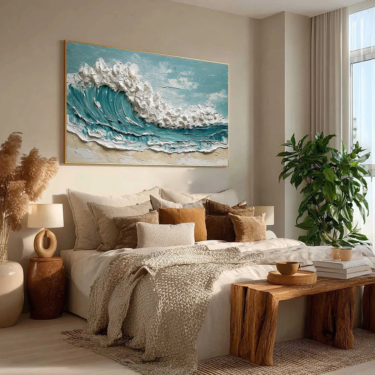 TIDAL CREST: Textured Impasto Ocean Wave Painting | multi-color palette, original oil on stretched canvas art