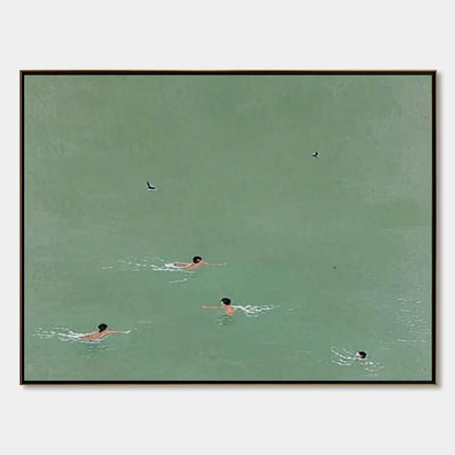 TIDAL GLIDE: Minimalist Swimmer Sports Oil Painting | hanging in living room, Minimalist wall art
