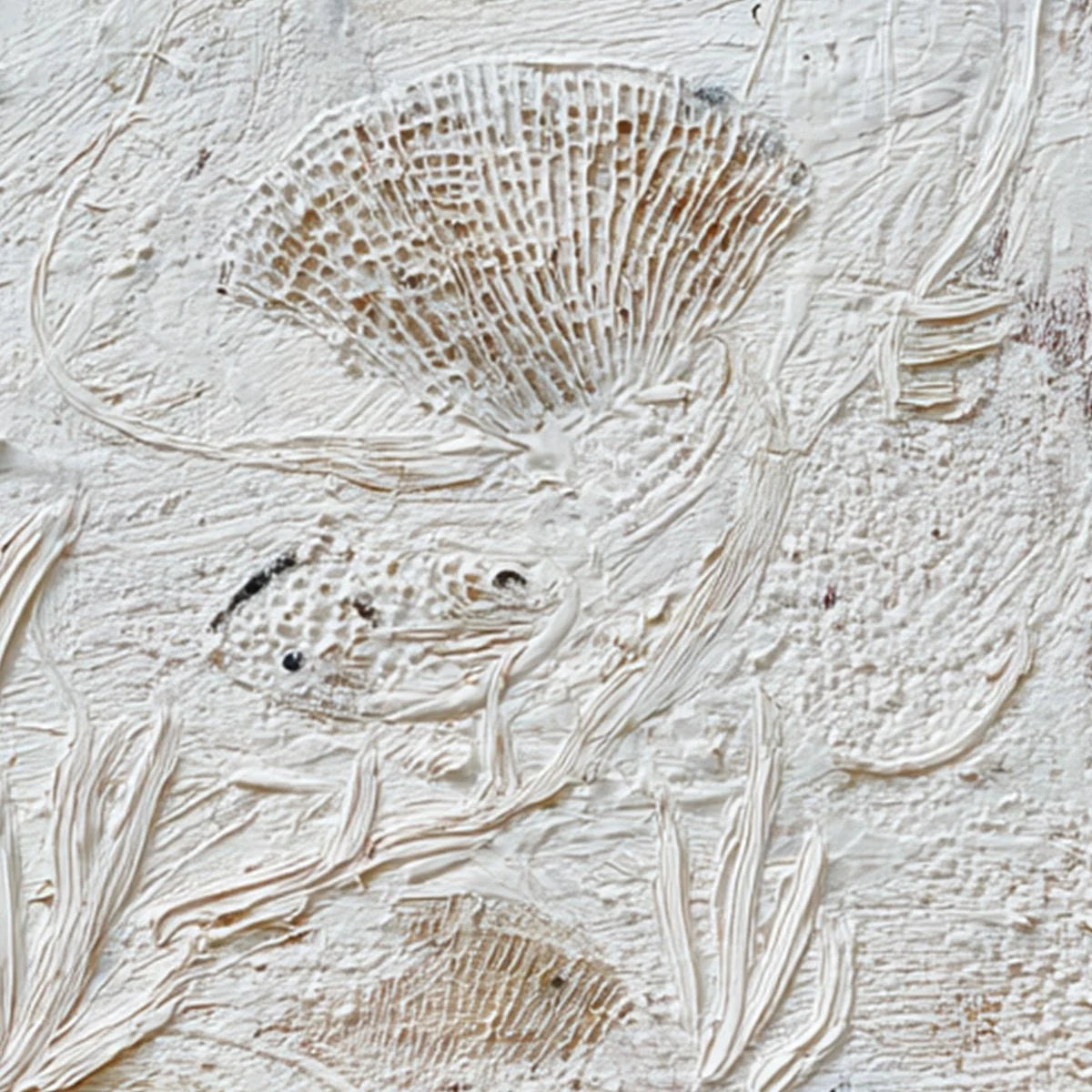 TIDAL RELICS: Textured Wabi Sabi Abstract Ocean Painting | rectangular format, hand-painted canvas edge