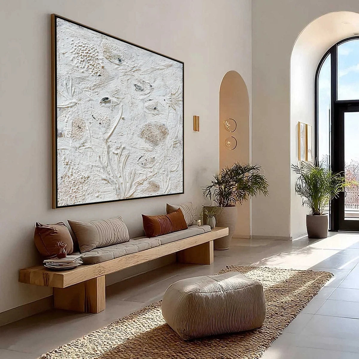 TIDAL RELICS: Textured Wabi Sabi Abstract Ocean Painting | Abstract mood, soft natural light studio shot
