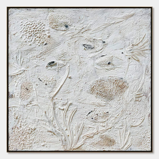 TIDAL RELICS: Textured Wabi Sabi Abstract Ocean Painting | hanging in living room, Abstract wall art
