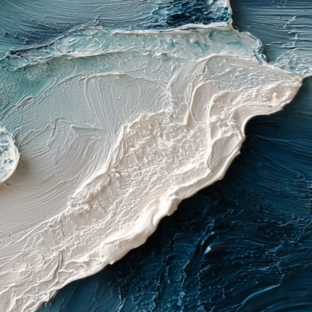TIDAL RHYTHM: Wabi Sabi Textured Abstract Ocean Wave Painting | rectangular format, hand-painted canvas edge