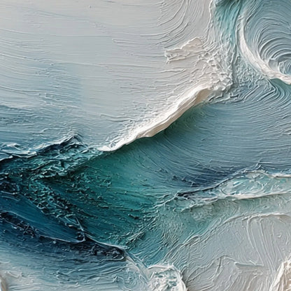 TIDAL RHYTHM: Wabi Sabi Textured Abstract Ocean Wave Painting | rolled canvas, ready for custom framing
