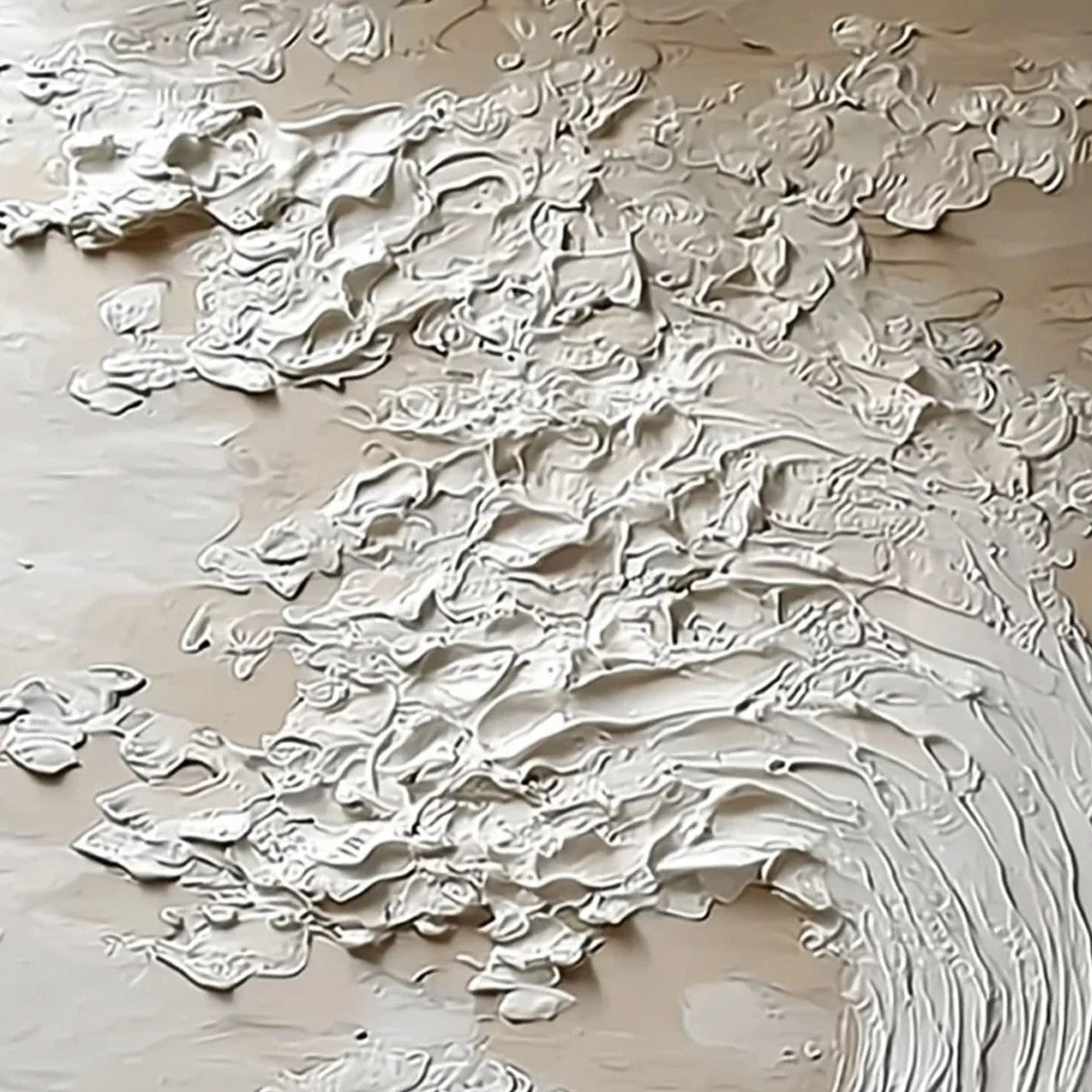 TIDAL SERENITY: Textured Wabi Sabi Ocean Wave Painting | rectangular format, hand-painted canvas edge