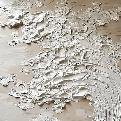 TIDAL SERENITY: Textured Wabi Sabi Ocean Wave Painting | rectangular format, hand-painted canvas edge