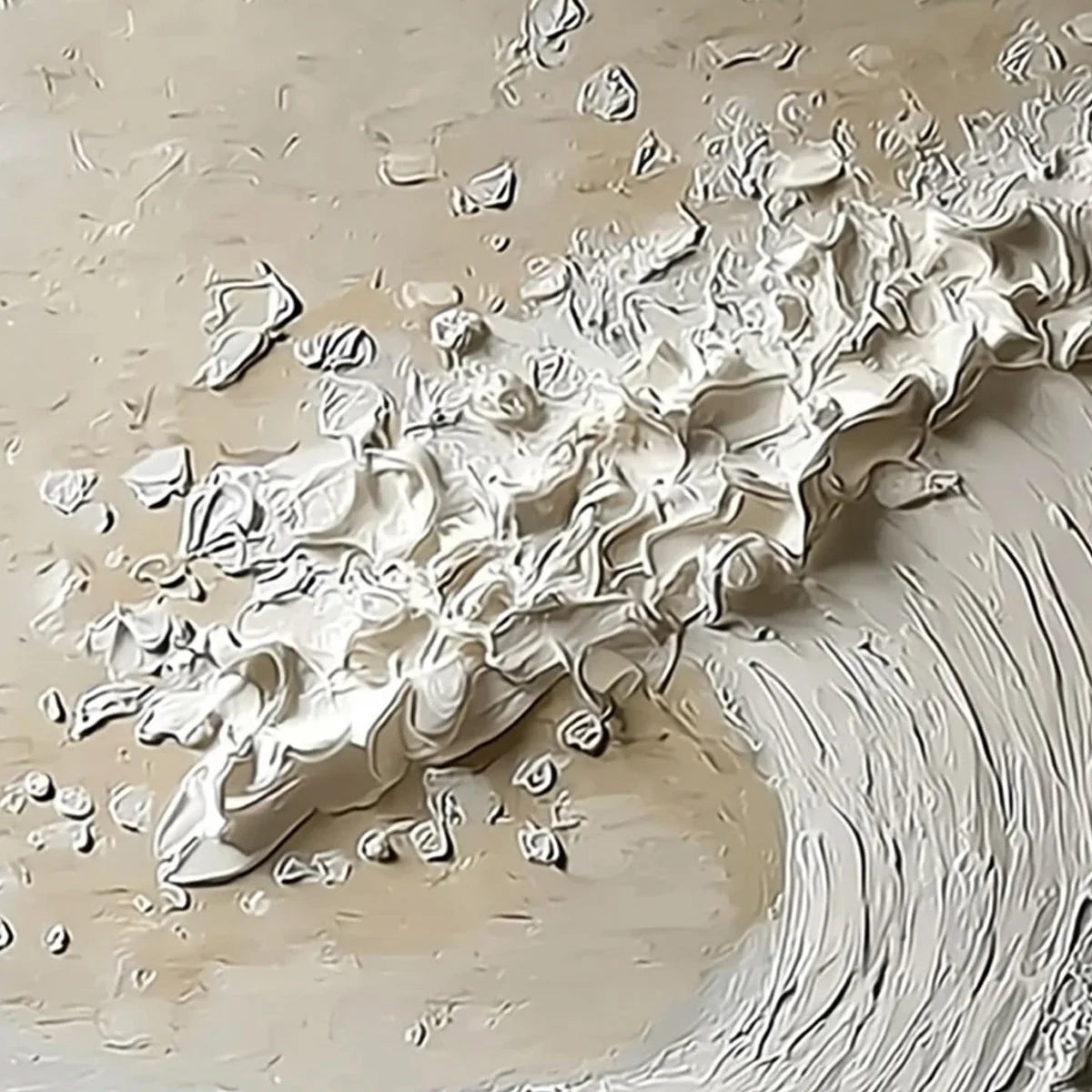 TIDAL SERENITY: Textured Wabi Sabi Ocean Wave Painting | rolled canvas, ready for custom framing