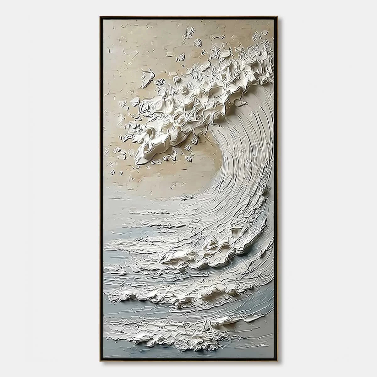 TIDAL SERENITY: Textured Wabi Sabi Ocean Wave Painting | hanging in living room, Abstract wall art