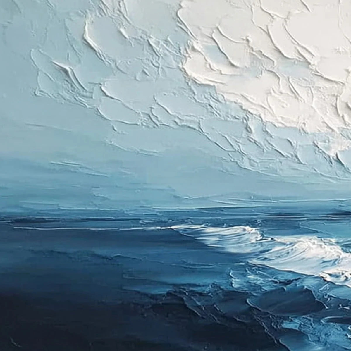 TIDAL WHISPER: Textured Impasto Coastal Seascape Oil Painting | rectangular format, hand-painted canvas edge