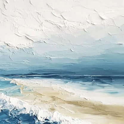 TIDAL WHISPER: Textured Impasto Coastal Seascape Oil Painting | rolled canvas, ready for custom framing