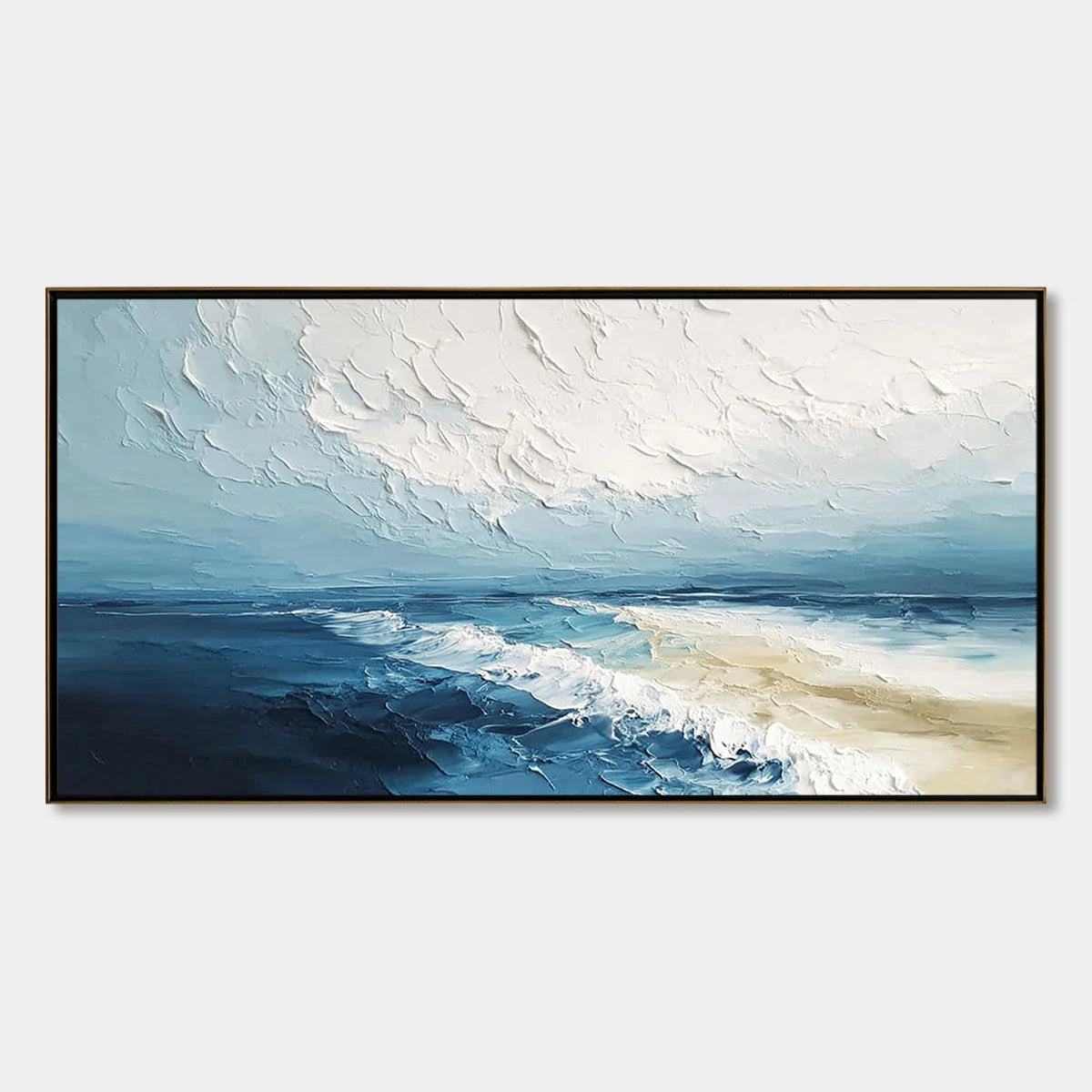 TIDAL WHISPER: Textured Impasto Coastal Seascape Oil Painting | hanging in living room, Abstract wall art