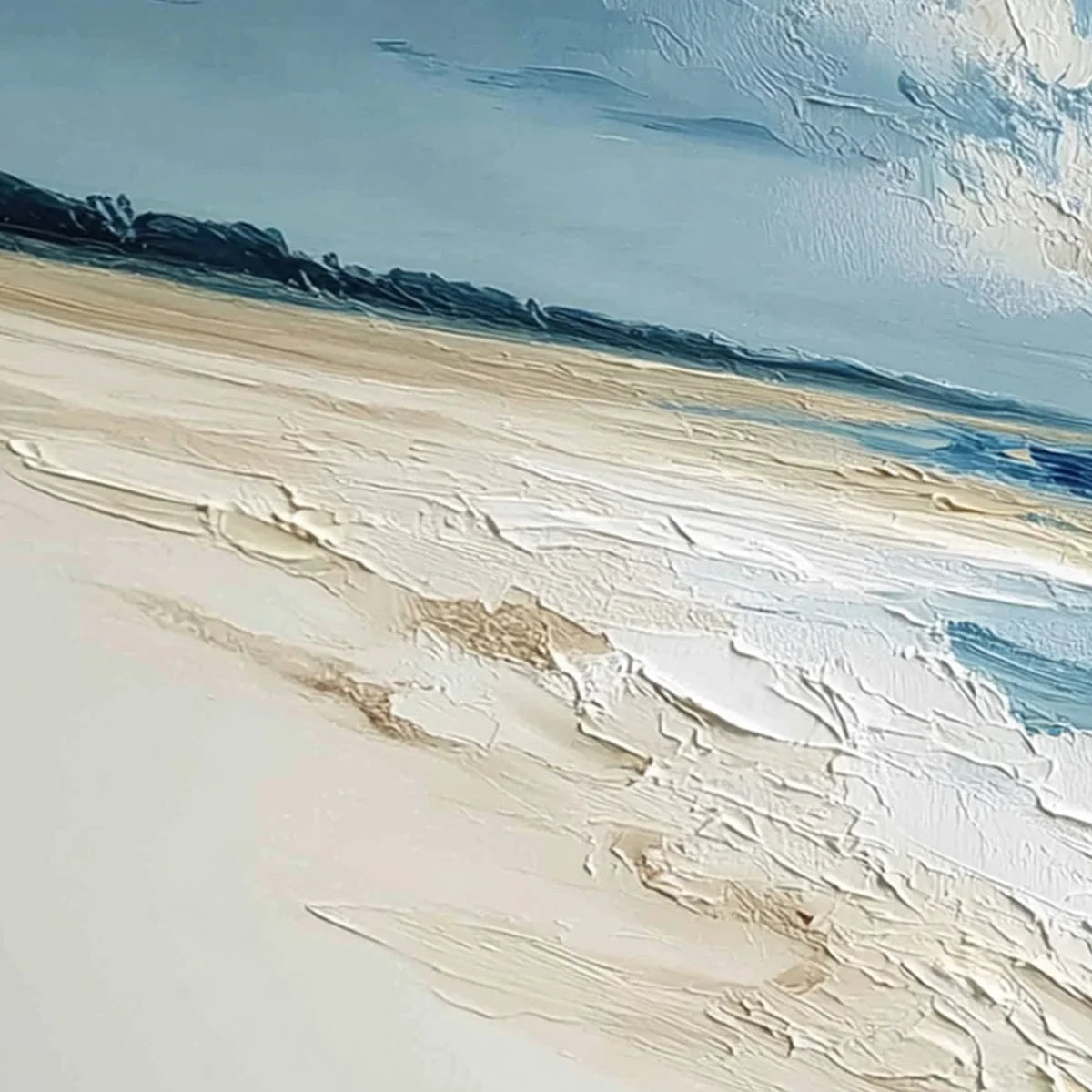 TIDAL WHISPER: Textured Impasto Seascape Oil Painting for Coastal Decor | rectangular format, hand-painted canvas edge
