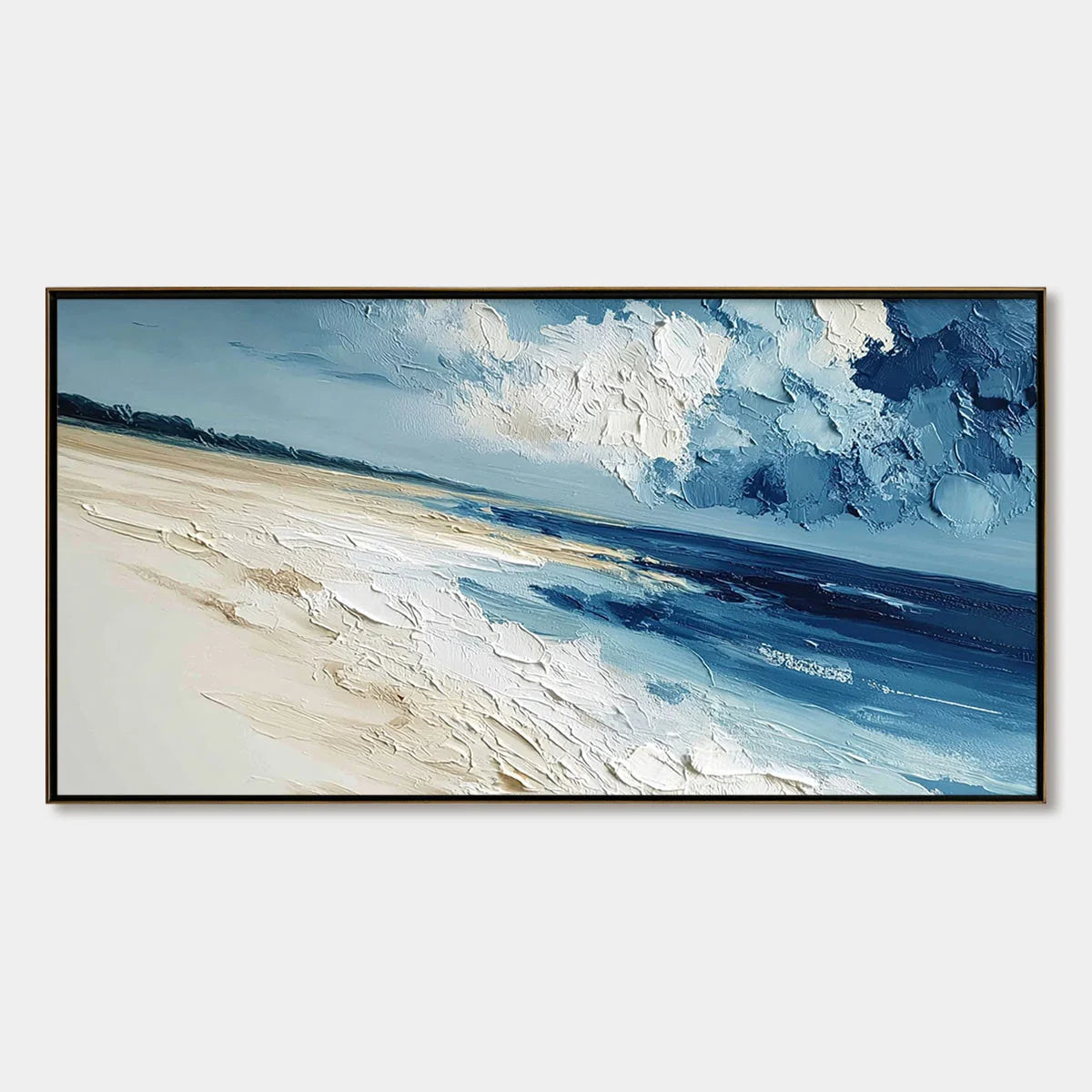 TIDAL WHISPER: Textured Impasto Seascape Oil Painting for Coastal Decor | hanging in living room, Abstract wall art