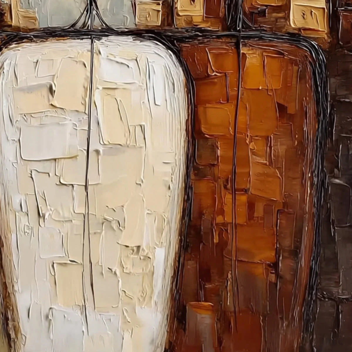 TOGETHER: Textured Impasto Abstract Figurative Painting | rectangular format, hand-painted canvas edge