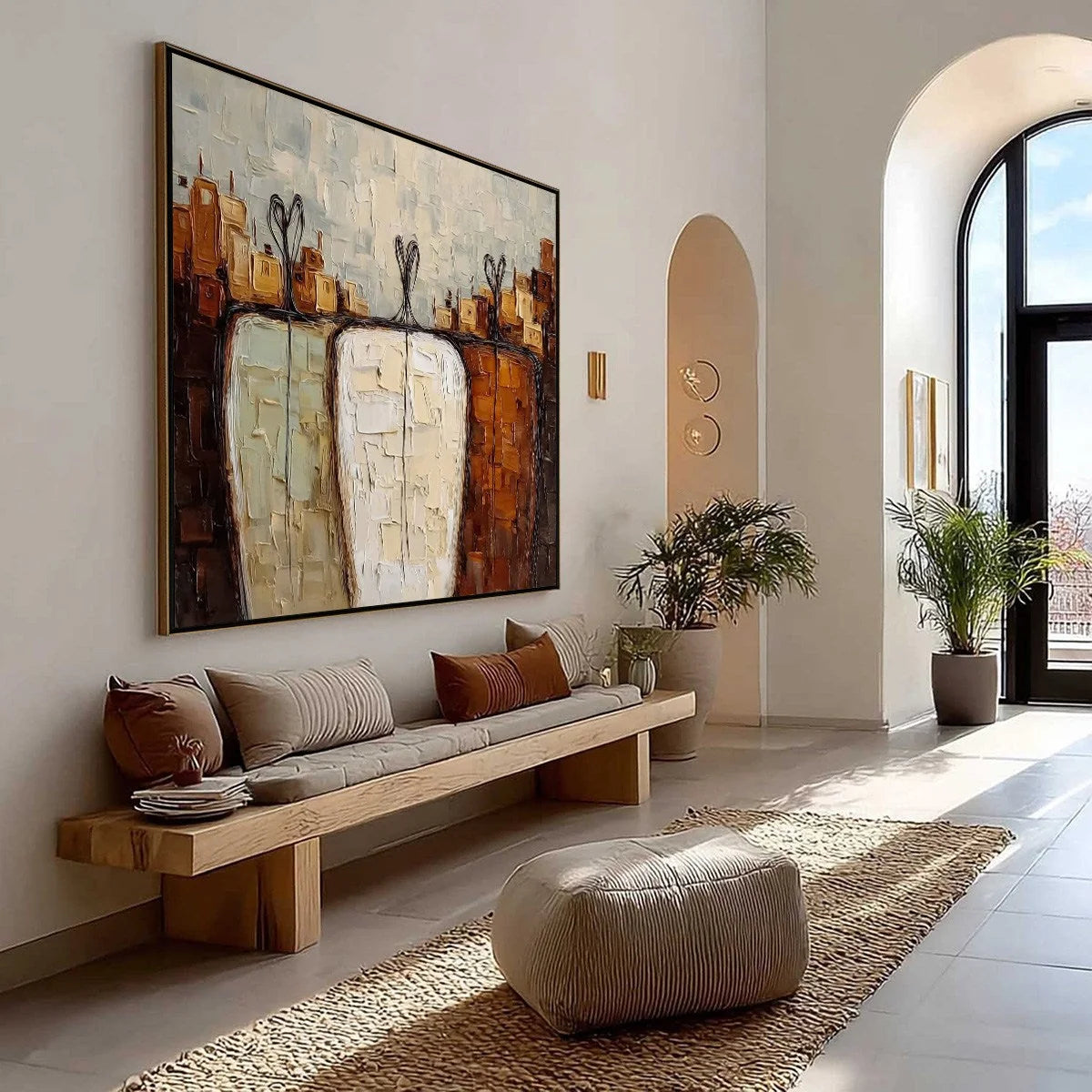 TOGETHER: Textured Impasto Abstract Figurative Painting | Figurative mood, soft natural light studio shot