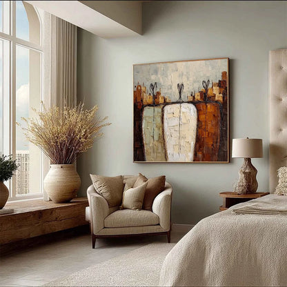 TOGETHER: Textured Impasto Abstract Figurative Painting | multi-color palette, original oil on stretched canvas art