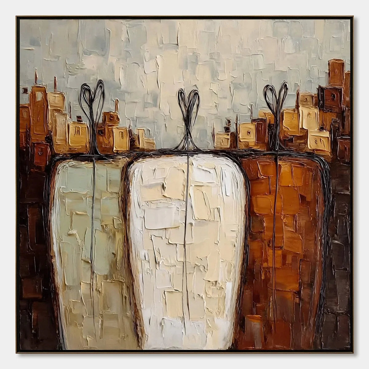 TOGETHER: Textured Impasto Abstract Figurative Painting | hanging in living room, Figurative wall art