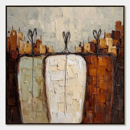 TOGETHER: Textured Impasto Abstract Figurative Painting | hanging in living room, Figurative wall art