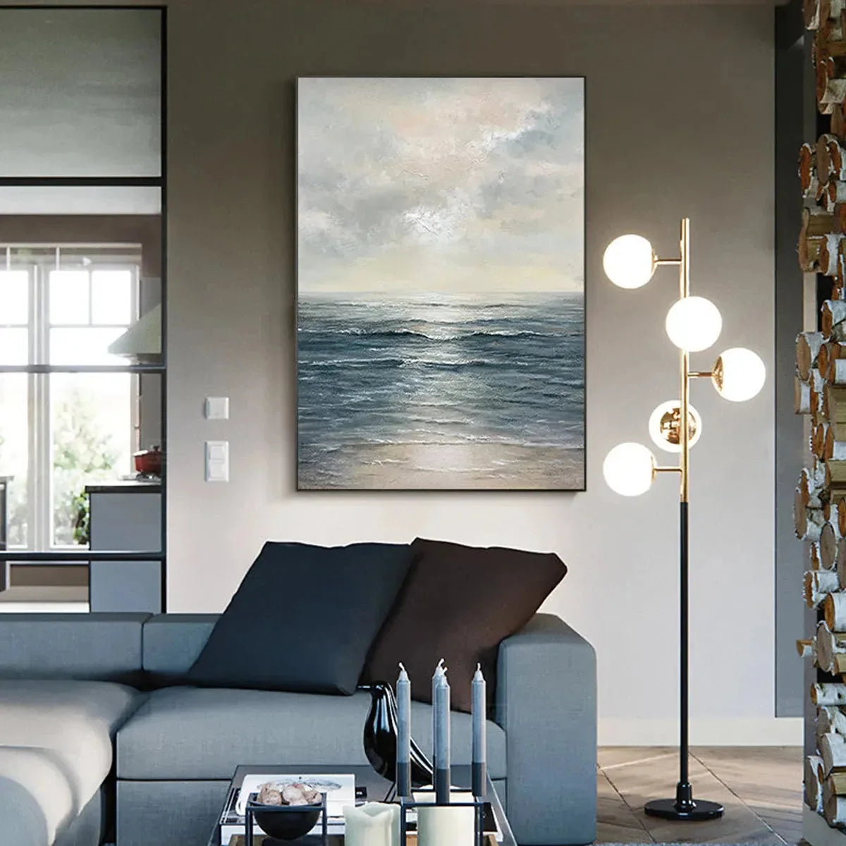 TRANQUIL SHORES: Serene Coastal Landscape Oil Painting | multi-color palette, original oil on stretched canvas art