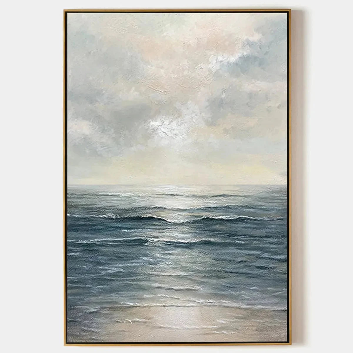 TRANQUIL SHORES: Serene Coastal Landscape Oil Painting | hanging in living room, Landscape wall art