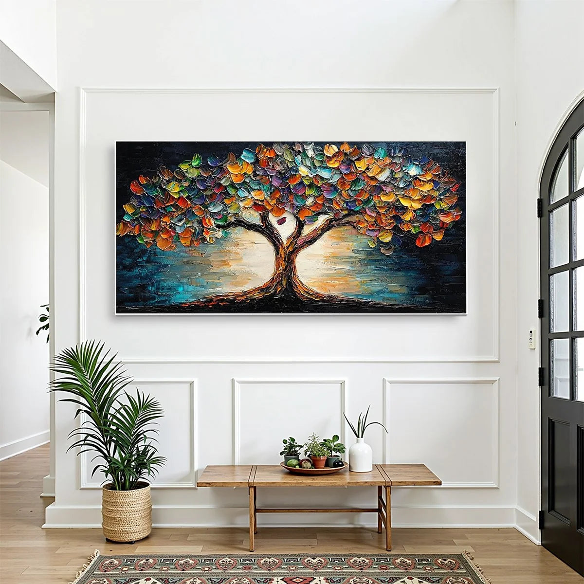 TREE OF LIFE: Textured Impasto Colorful Tree Oil Painting | Figurative closeup, raised brushwork detail